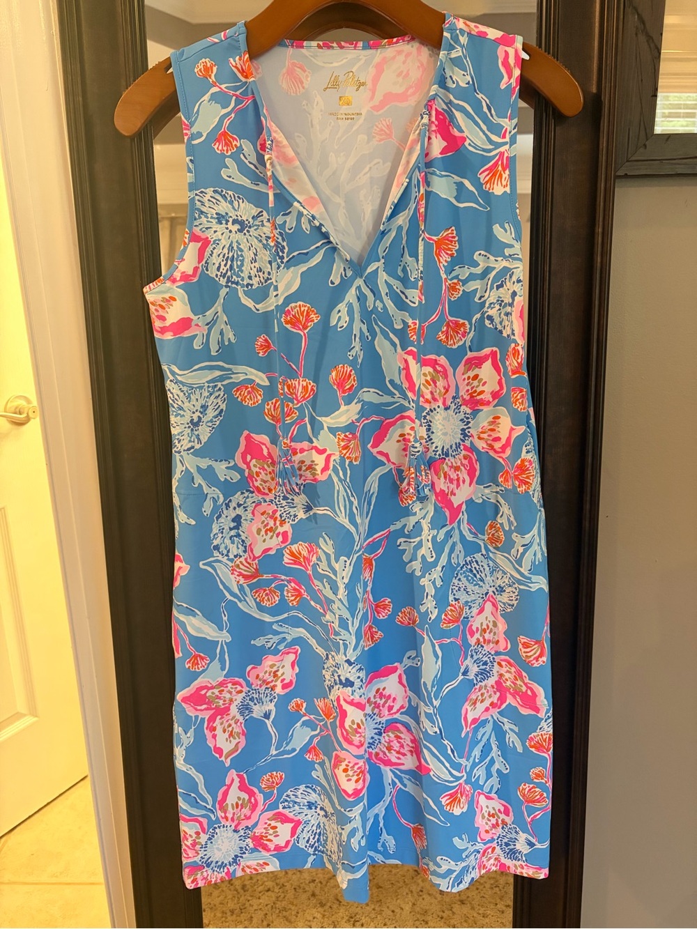 Lilly Pulitzer Blue Pink Floral Midi Dress
